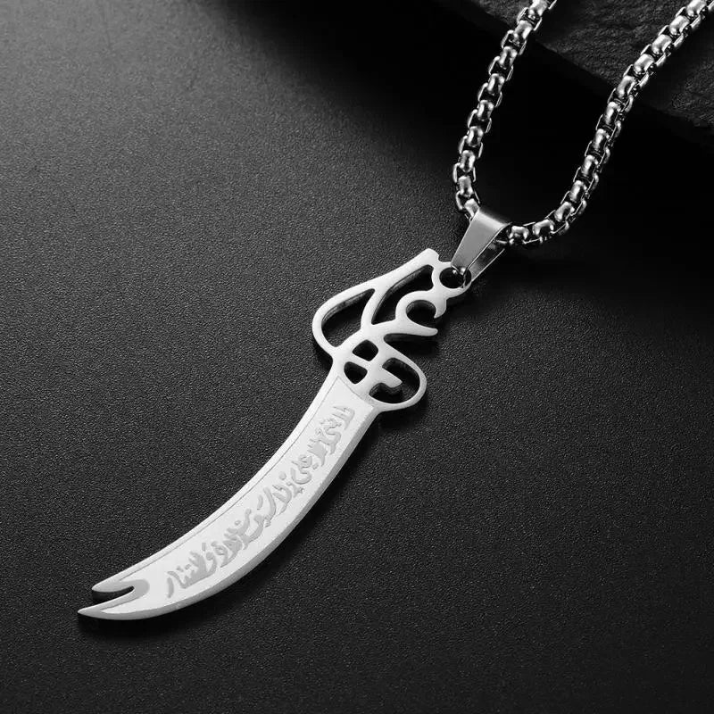 Stainless Steel Exquisite Islamic Muslim Calligraphy Arabic Pendant Necklace