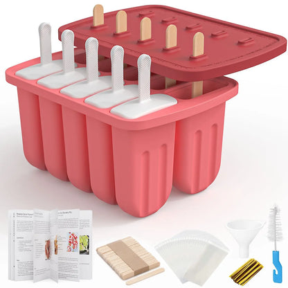 Summer DIY Ice Cream Tools With Wooden Sticks Silicone Popsicle Molds Set Kitchen Accessories Quench Thirst Snacks for Children - AMULET RING STORE
