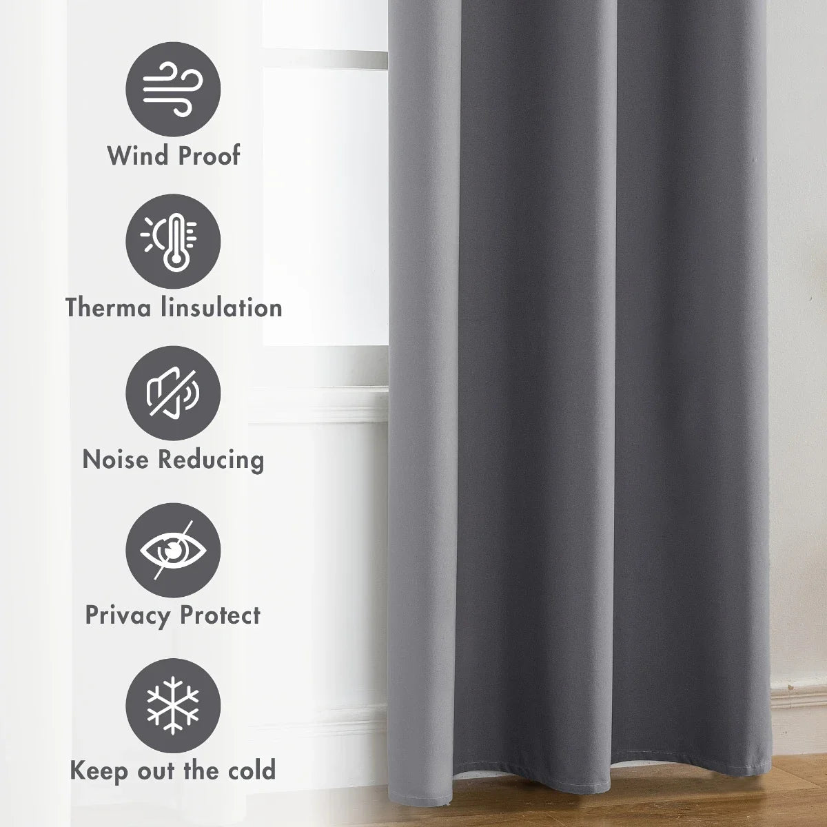 2pcs Modern 100% Blackout Curtain with Coated Lining, Curains for Bedroom, Living Room, Dining Room, Bathroom, Home Decor - AMULET RING STORE