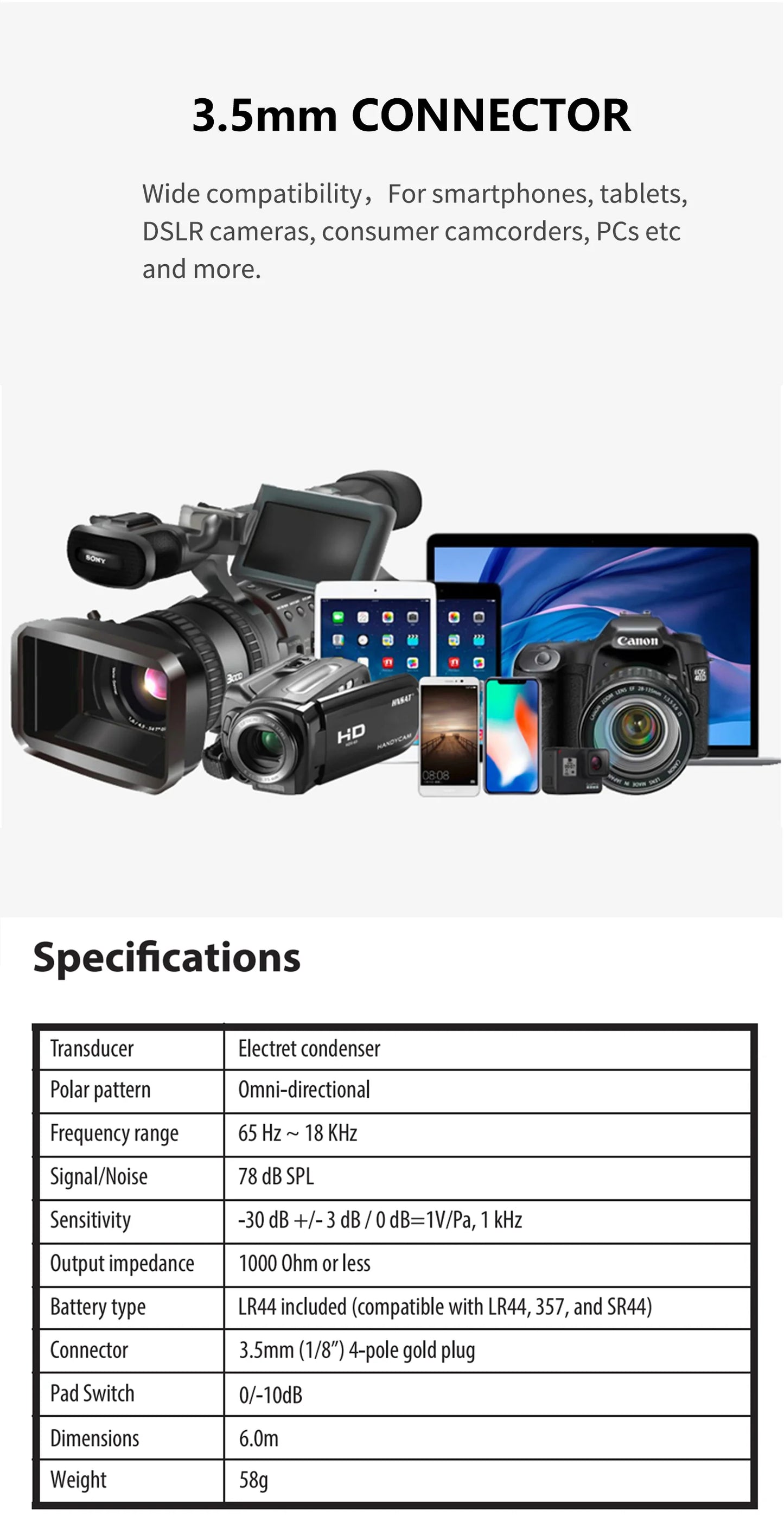 BOYA BY-M1 Condenser Lavalier Lapel Clip-on Microphone 3.5mm TRRS 6M Mic For PC iphone DSLR Camera YouTube Recording Streaming