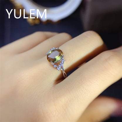 YULEM  Lab Alexandrite Gemstone Ring for Women Solid 925 Sterling Silver Jewelry Oval Natural Stone Engagement Promise