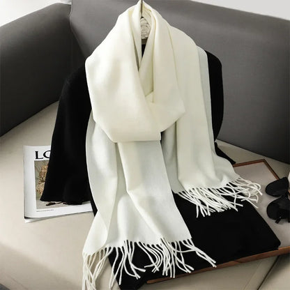 62Color Solid Women Winter Scarf Warm Thicken Cashmere Shawl Outdoor Fashion Luxury Tassels Pashmina Lady Wrap Windproof Scarves