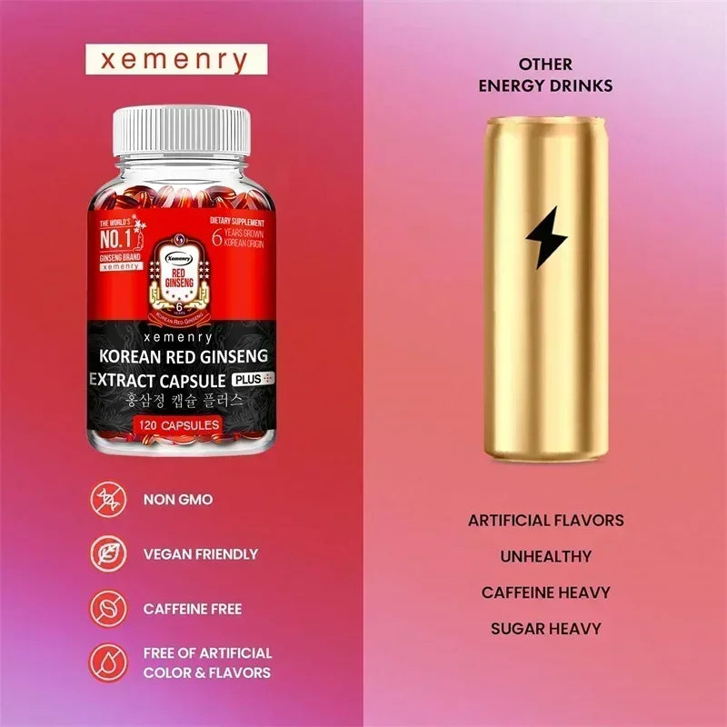 Korean Red Ginseng Supplement - Supports Overall Health, Boosts Energy Production, Relieves Stress, and Strengthens ImmunitySupp - AMULET RING STORE