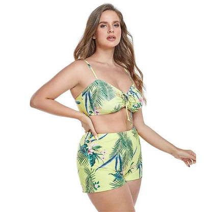 Women Bikinis Plus Size Modest Swimsuits 3 Piece High Waisted Boyshort Big Bathing Suit Swimwear Beach Cover Up Beachdress