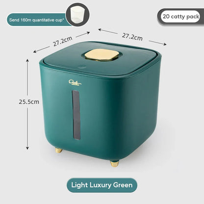 Moisture Proof Insect Proof Rice Box 5/10KG Grain Sealed Jar Kitchen Container Bucket Storage Pet Dog Food Box with Bullet Lid