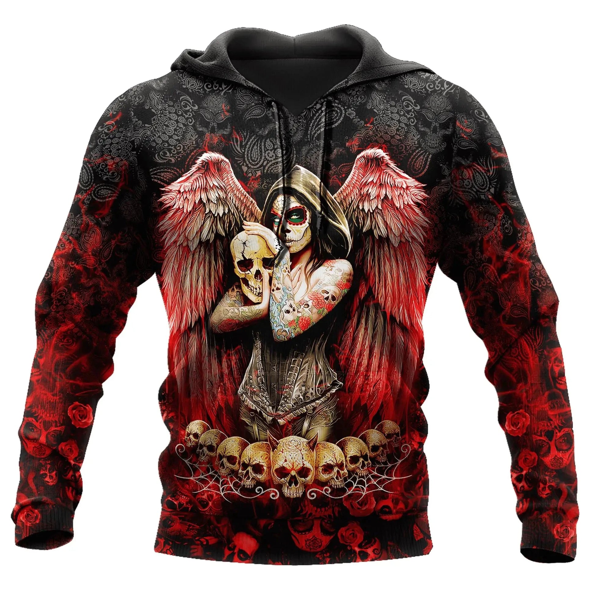 Dark Red Skull Tattoo 3D All Over Printed Men's Hoodie & Sweatshirt Spring and Autumn Unisex Hoodies Casual Sportswear - AMULET RING STORE