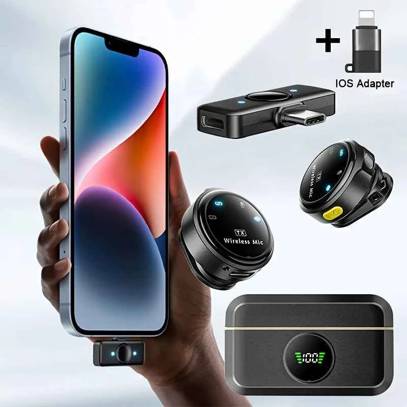 Wireless Lavalier Microphone for Phone iPhone Laptop Devices with Noise-canceling Function to Record Videos During Meetings Mic