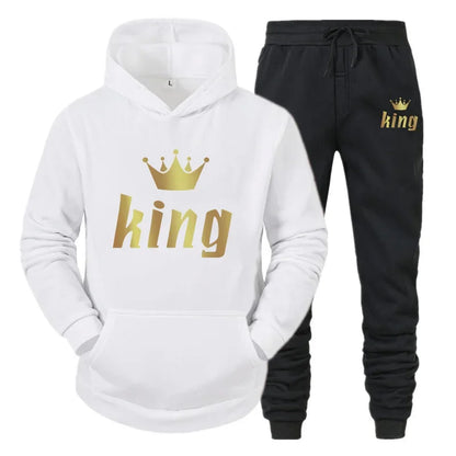 King And Queen Couple Outfit Hoodie and Jogger Pants High Quality Men Women Daily Casual Sport Jogging Suit King Queen Tracksuit - AMULET RING STORE