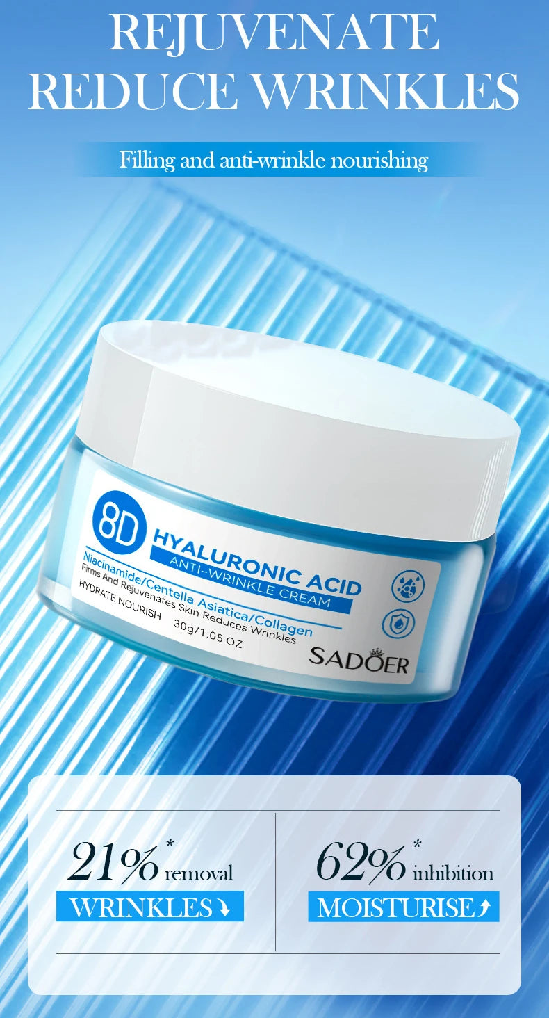 Hyaluronic Acid Face Cream Deeply Moisturizing Nourish Rejuvenates Skin Care Brighten Tender Hydrating Facial Collagen Cream - AMULET RING STORE