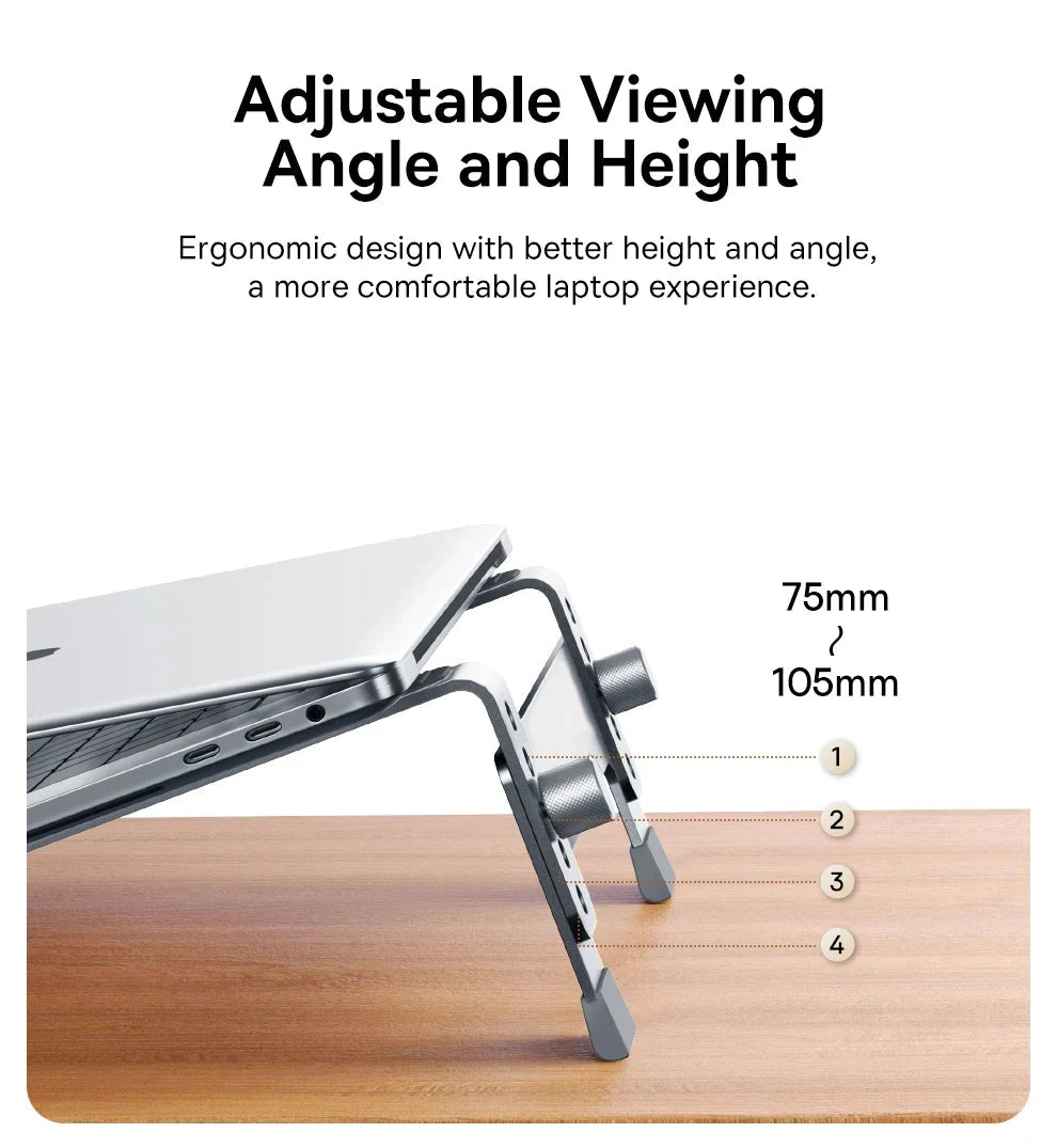 Baseus Laptop Stand Support for Notebook Aluminum Alloy 4 Gears Adjustable Vertical Stand For Macbook Air Pro 17'' Laptop Stand - AMULET RING STORE