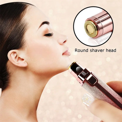 2 In1 Electric Eyebrow Trimmer Painless Eye Brow Mini Shaver Razors Portable Facial Hair Remover Women Built-in LED Light - AMULET RING STORE