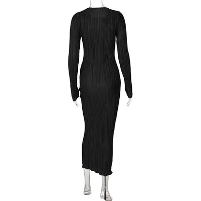 Dulzura Black Long Sleeve Dress - Winter Fashion - AMULET RING STORE