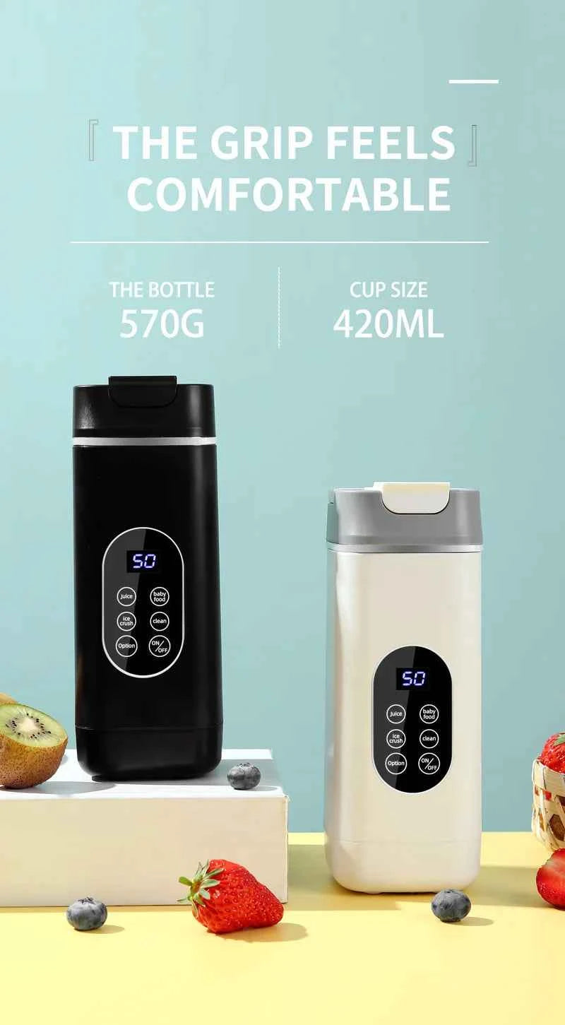 Portable USB Rechargeable Juicer Blender, Ice Crushing Fruit Juice Cup, Home & Outdoor Use, 12 Blades