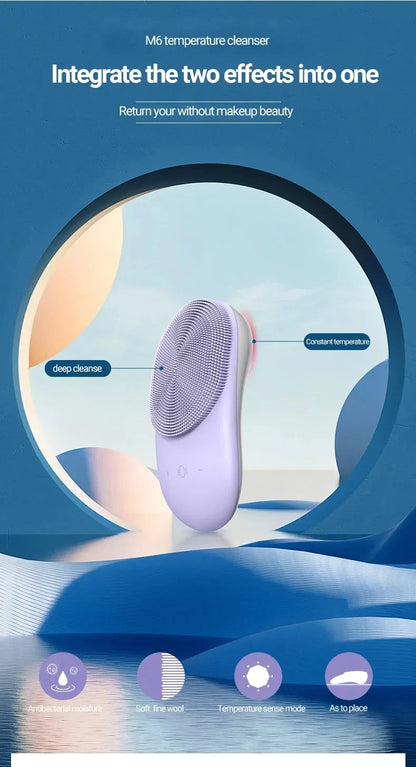 Rechargeable Sonic Face Cleanser Washing Skin Massager Ultrasonic Silicone Electric Mini Facial Cleansing Brush