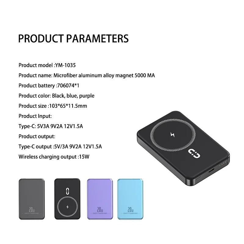 Oneplus 50000mAh Magnetic Power Bank Wireless Portable Charger Large Capacity Fast Charge Backup Battery For IPhone Samsung New - AMULET RING STORE