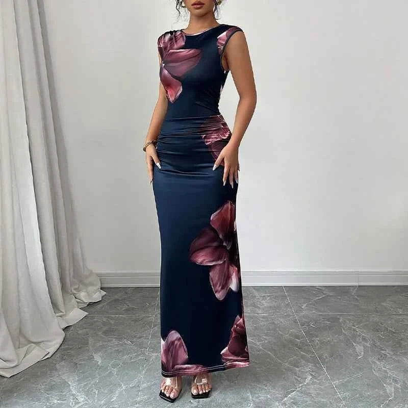Sexy Bodycon Maxi Dresses For Women 2025 Summer Fashion Sleeveless O-neck Slim Long Party Dress Elegant Vestidos