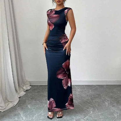 Sexy Bodycon Maxi Dresses For Women 2025 Summer Fashion Sleeveless O-neck Slim Long Party Dress Elegant Vestidos