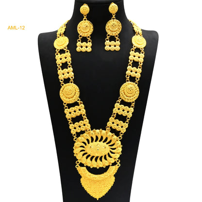 ANIID African Luxury Big Jewelry Set For Women Dubai 24K Gold Color Long Necklace Sets Wedding Party Gifts Wholesale