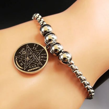 Tetragrammaton Stainless Steel Cuff Bracelet Women Pentagram Bracelets & Bangles Jewelry bracelet femme manchette B1780S02