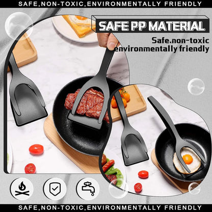 New 2 in 1 Grip Flip Spatula Tongs Egg Flipper Spatula Nylon Non Stick Coating Pancake Fish French Toast Omelet Making Tool