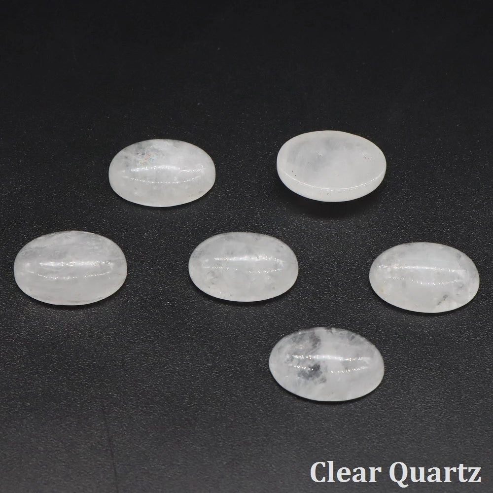 5pcs/Lot Natural Crystals Stone Oval Cabochon Beads Flat Back Cab Cameo DIY Ring Pendant Necklace Jewelry Making Accessories