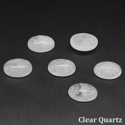 5pcs/Lot Natural Crystals Stone Oval Cabochon Beads Flat Back Cab Cameo DIY Ring Pendant Necklace Jewelry Making Accessories
