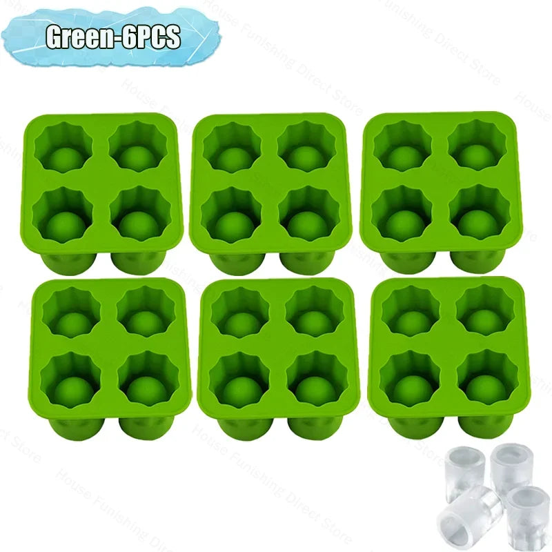 4Cup Shape Silicone Ice Cube Mold Tray for Summer Bar Party DIY Cold Drinks Kitchen Essential Ice Cup Maker Compartment Mold - AMULET RING STORE