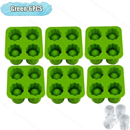 4Cup Shape Silicone Ice Cube Mold Tray for Summer Bar Party DIY Cold Drinks Kitchen Essential Ice Cup Maker Compartment Mold - AMULET RING STORE