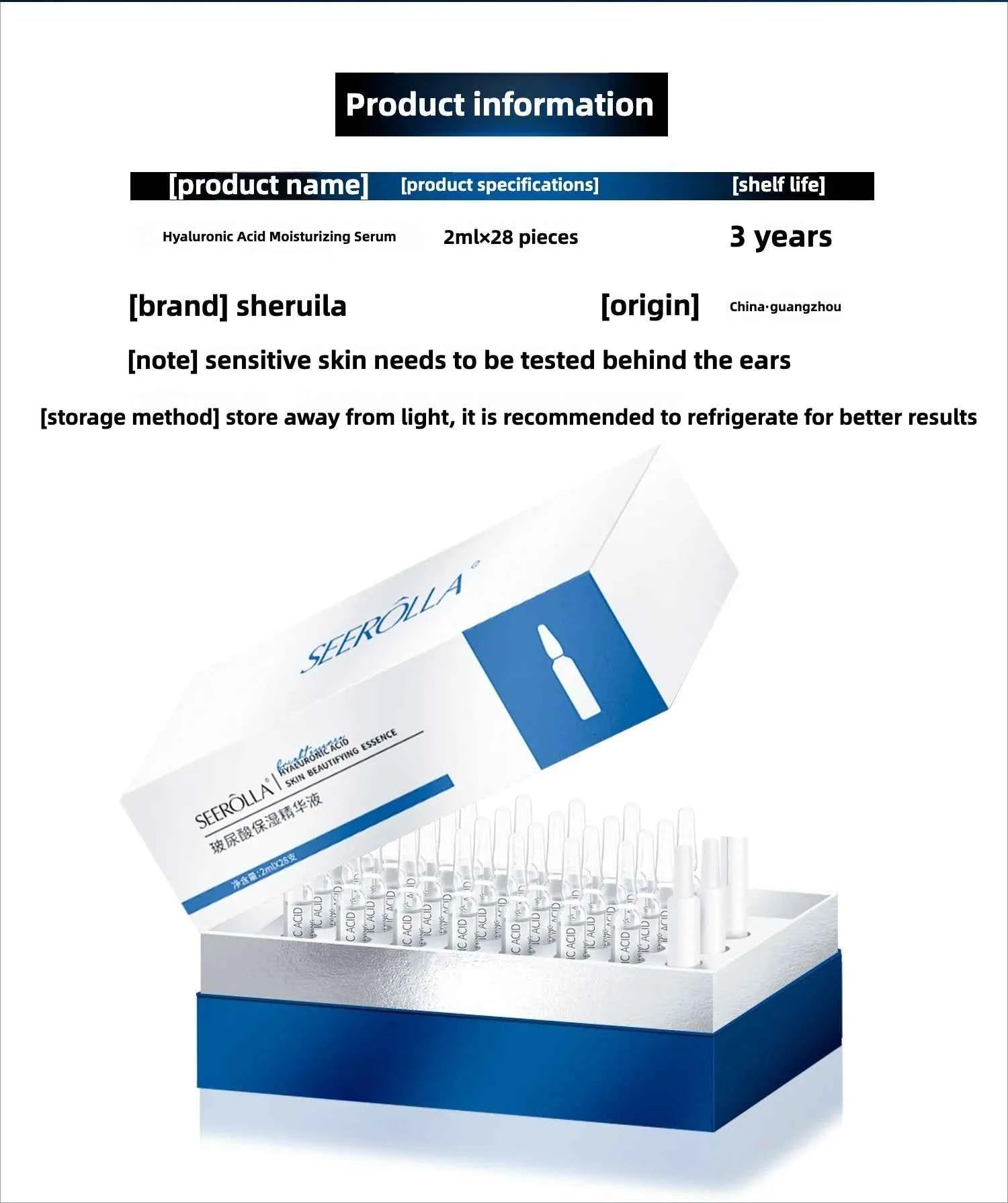 Hyaluronic Acid Serum Anti-Aging Moisturizing Shrink Pores Hydrating Whitening Essence For Microneedle Instruments Skin Care