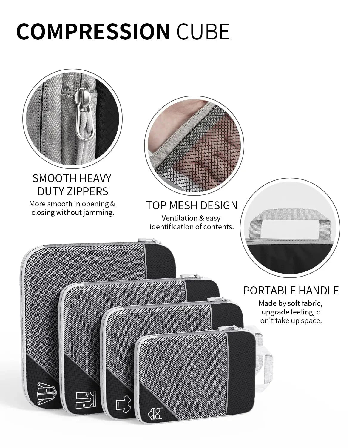 3/6PCS Compressed Packing Cubes Travel Storage Set With Shoe Bag Mesh Visual Luggage Organizer Portable Lightweight Suitcase Bag - AMULET RING STORE