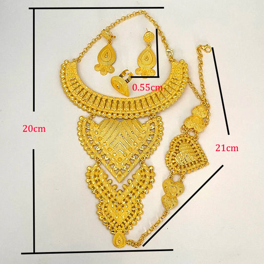 Gold Plated Bohemia Dubai Women's Jewelry Set Wedding African Big Necklace Sets Ethiopian Bridal Indian Hawaiian Jewellery