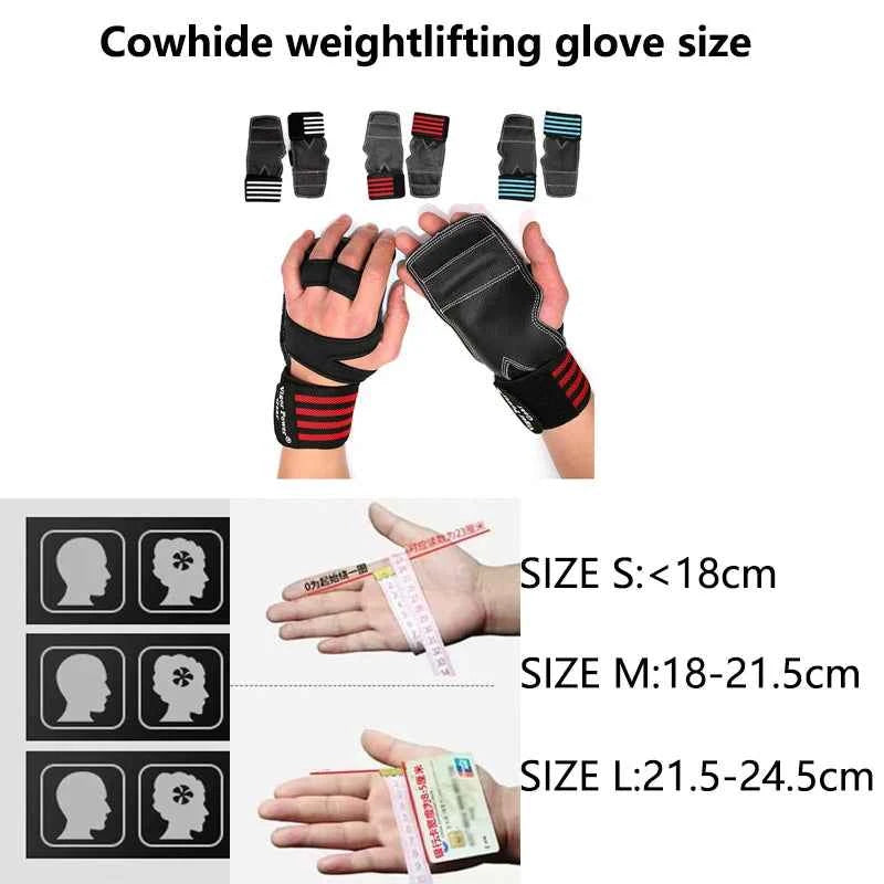 Leather Weightlifting Training Weight Lifting Gloves, Bar Grip, Barbell Straps, Hand Protection, 1Pair