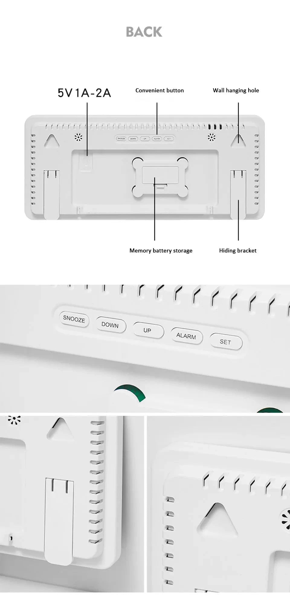 Digital Wall Clock with Atmosphere Lights Remote Control TEMP Humidity Display LED Large Table Clock Multifunctional Alarm Clock