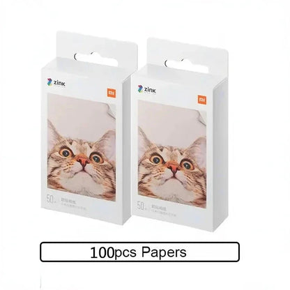 Original 100% Xiaomi ZINK Pocket Printer Paper Self-adhesive Photo Print 50pcs Sheets Xiaomi 3-inch Mini Pocket Photo Printer