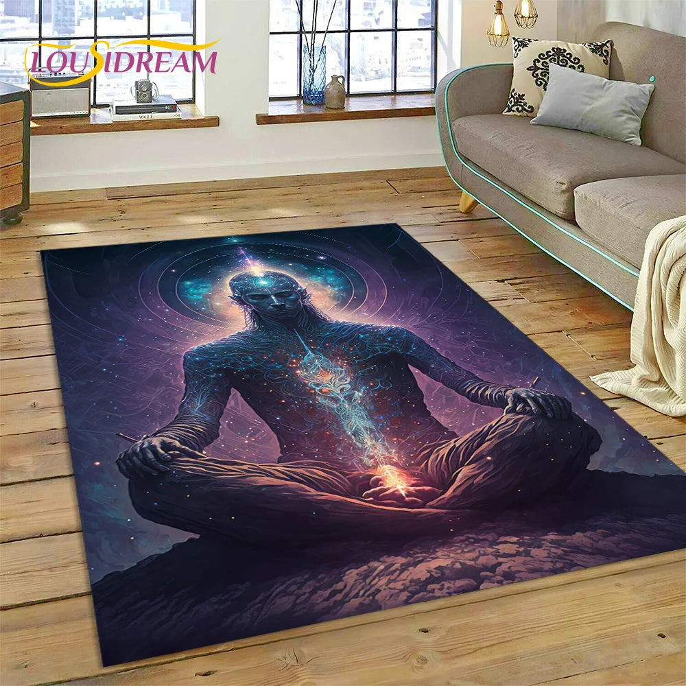 Naturalize Yoga Zen Meditation Rainbow 7 Chakra Carpet Rug for Home Living Room Bedroom Sofa Doormat Decor,Area Rug Non-slip Mat