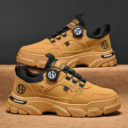 Men's boots autumn and winter new rotating shoelaces fashion casual boots youth outdoor boots anti slip soft sole workwear boots - AMULET RING STORE