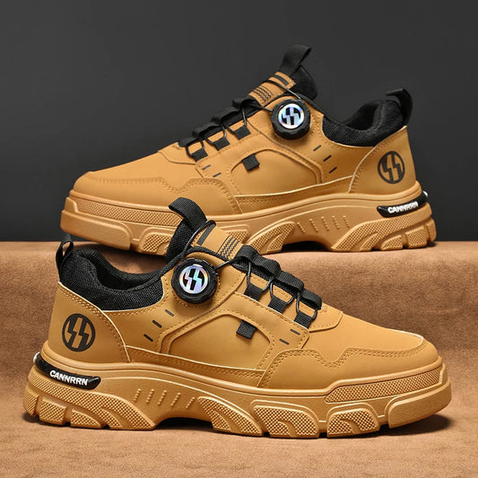 Men's boots autumn and winter new rotating shoelaces fashion casual boots youth outdoor boots anti slip soft sole workwear boots - AMULET RING STORE