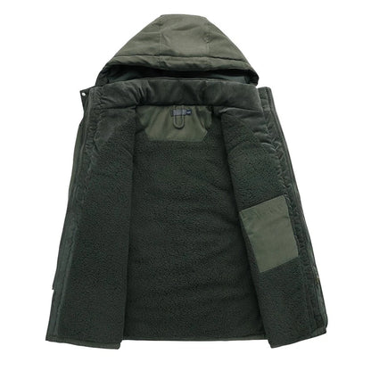 New Men's Thicken Parkas Warm Winter Jacket Cashmere Fleece Coats Military Outdoor Cotton-Padded Male Windbreaker Hooded Outwear