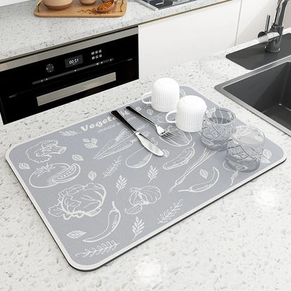 Large Kitchen Super Absorbent Mat Coffee Dish Draining Mat Drying Mat Quick Dry Bathroom Drain Pad Kitchen Faucet Placemat - AMULET RING STORE