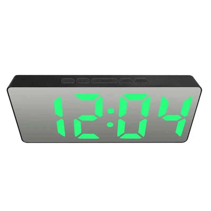 Curved Screen Clock Digital Led Alarm Clock with Temperature Display Large Mirror Clock Snooze Bedside Table Clock Room Decor