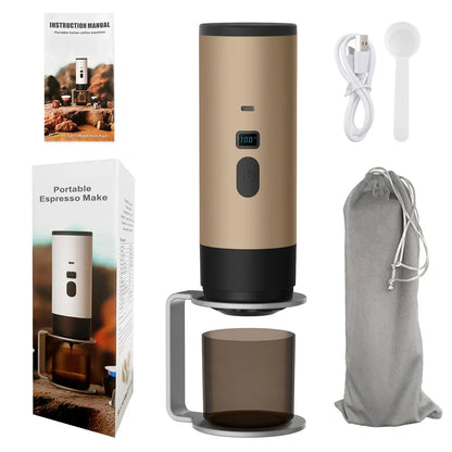 Portable Electric Coffee Maker 3-in-1 Capsule Coffee Grinder Travel Coffee Maker with Cordless Heating for Car and Home Camping - AMULET RING STORE