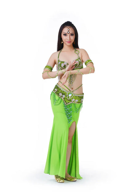 Hot Selling Ladies Beaded Sequins Belly Dance Accessories Belts + Bra Samba Costume Club Bra