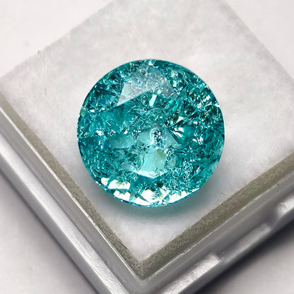 Lab Grown Paraiba Round Cracked Ice Cut Tourmaline Gemstone For DIY Jewelry Making Material Selectable AGL Certificate