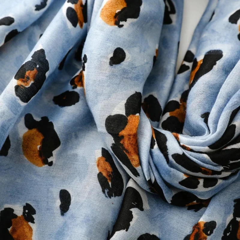 88*180cm Leopard Print Women Viscose Scarf Summer Beach Shawl Cotton Linen Feeling Tassel Pashmina Muslim Hijab Wrap Lady
