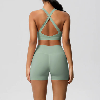 2PCS Yoga Set Nude Feeling Workout Sets Women Tracksuit Gym Push Up Fitness Running Workout Sportwear Sport Bra Leggings Suit