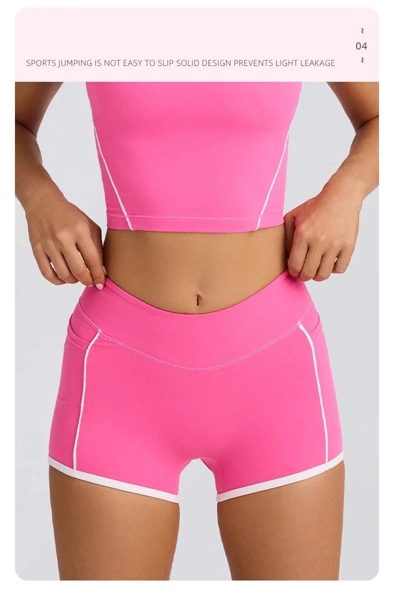 ‌Women's Tracksuits High Waist Yoga Shorts - Butt Lifting Gym Fitness Elastic Tight Naked Workout Shorts Yoga Set Sportswear