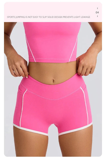 ‌Women's Tracksuits High Waist Yoga Shorts - Butt Lifting Gym Fitness Elastic Tight Naked Workout Shorts Yoga Set Sportswear