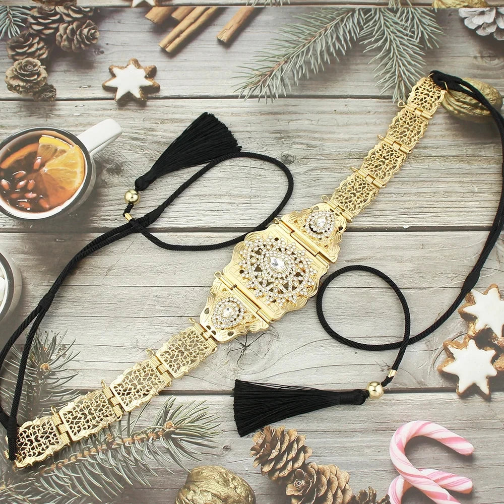 Arabic Style Women Belt Metal Waist Chain Adjustable Length Moroccan Caftan Belt