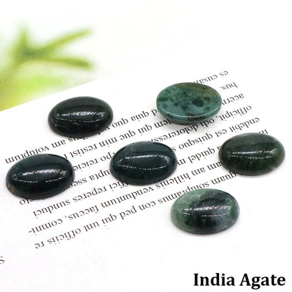 5pcs/Lot Natural Crystals Stone Oval Cabochon Beads Flat Back Cab Cameo DIY Ring Pendant Necklace Jewelry Making Accessories