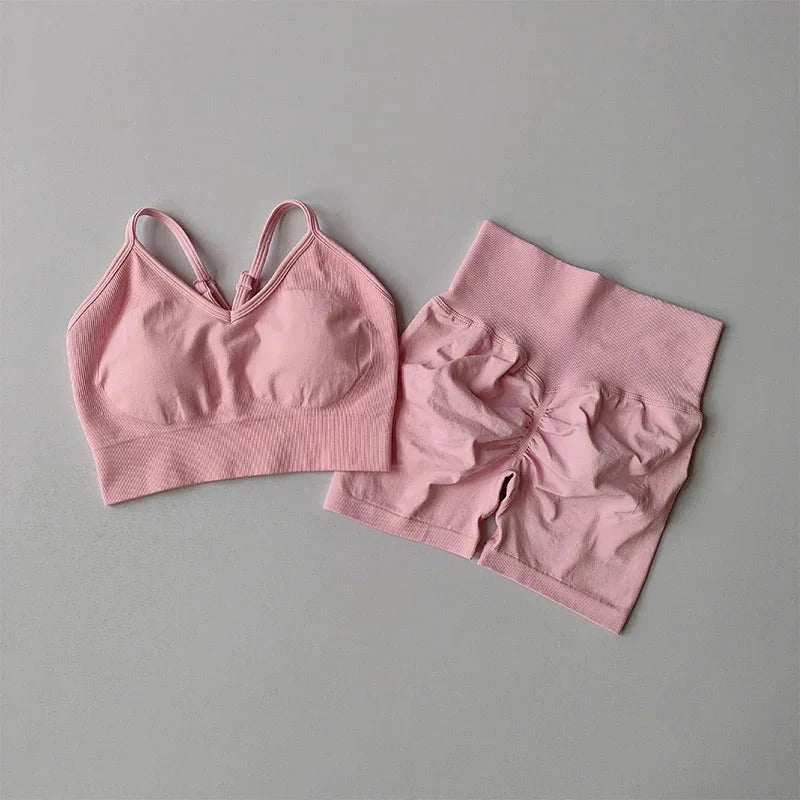 Butt Lifting Fitness Shorts Lifting Set for Women's Elastic Breathable Quick-drying Sports Underwear Beautiful Back Yoga Suit